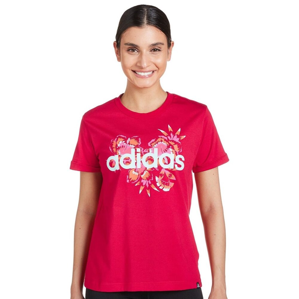 Adidas x FARM Rio Graphic Crew Neck Tee Bold‎ Red Short Sleeve Size XS